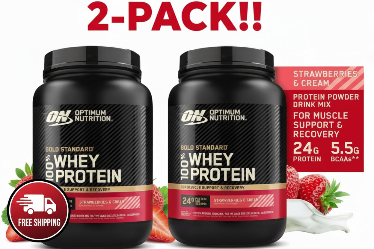 Optimum Nutrition Gold Standard 100% Whey Protein Powder, Strawberries & Cream, 1.5 lb (2-Pack), 44 Total Servings