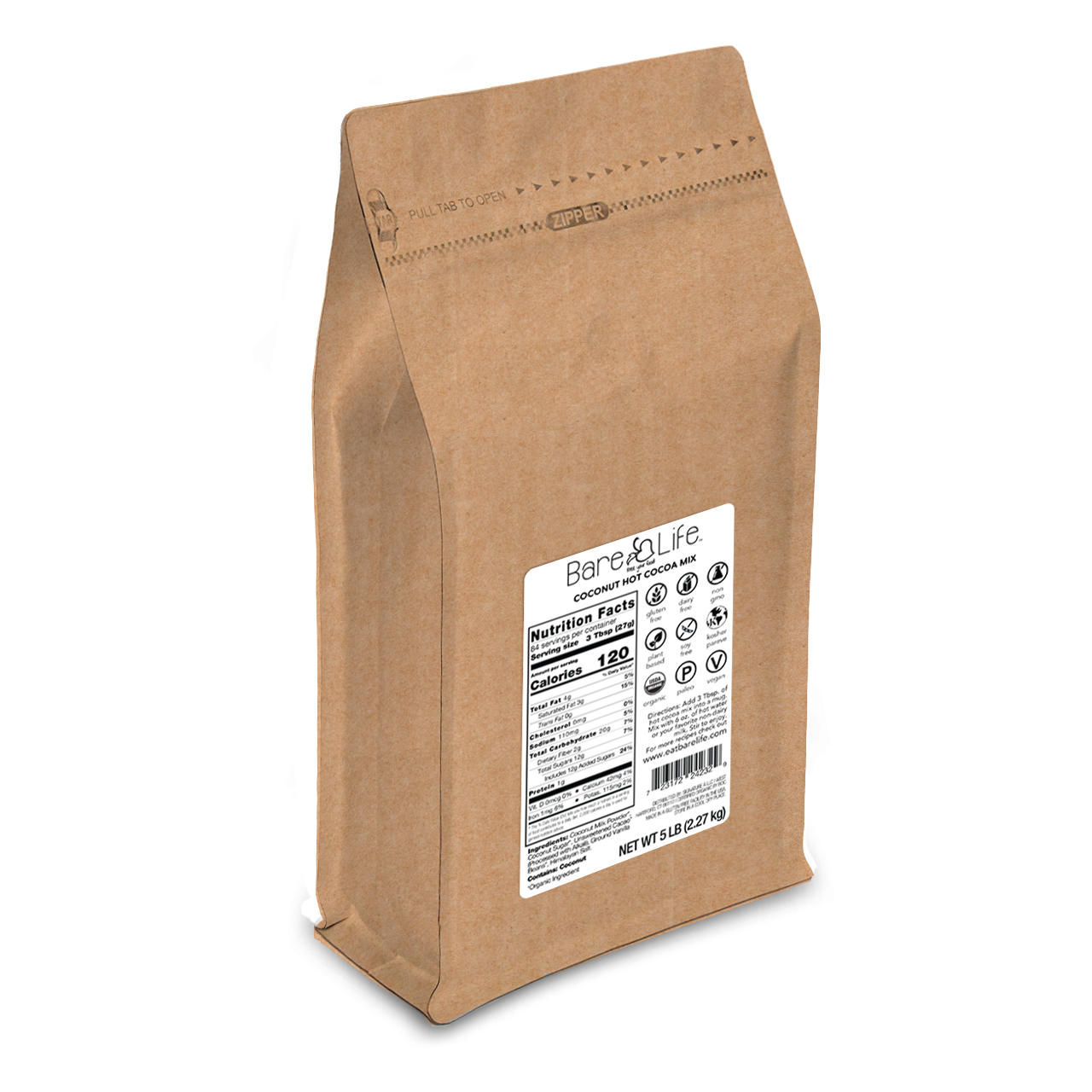 Organic, Dairy Free Coconut Hot Cocoa Mix | 5lb Bulk Bag