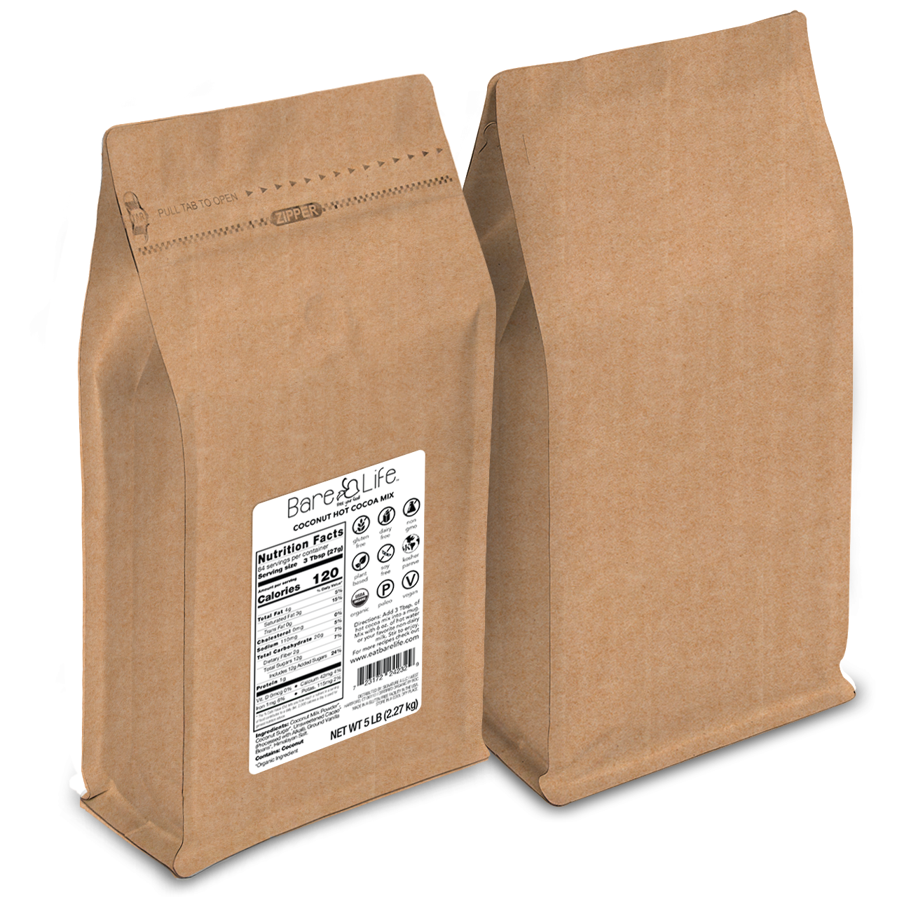 Organic, Dairy Free Coconut Hot Cocoa Mix | 5lb Bulk Bag
